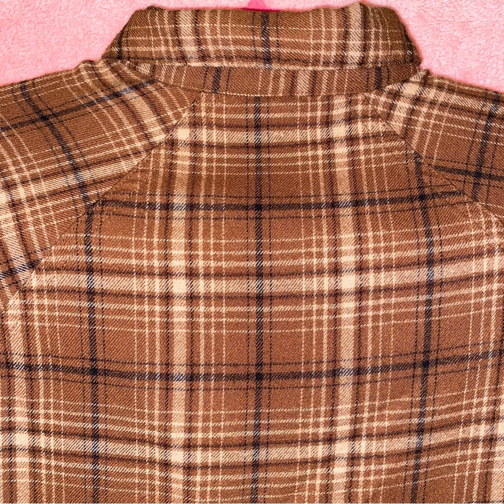 Wild Fable Chocolate Brown Flannel Shirt Cream Extra Small XS Festival - Picture 8 of 11